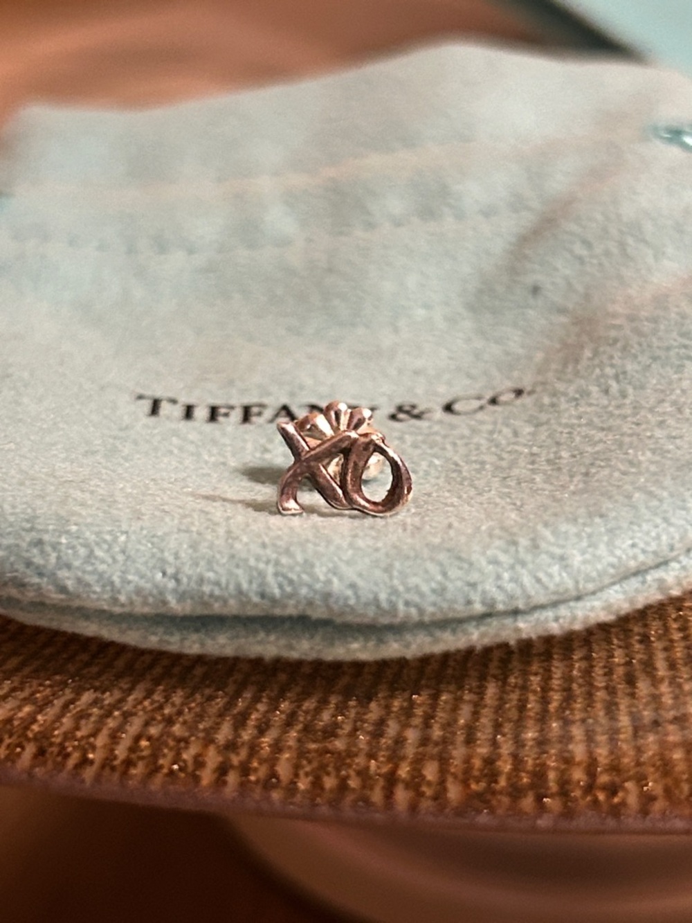 Tiffany & Co. Silver XO Stud Earring - Blue bag
